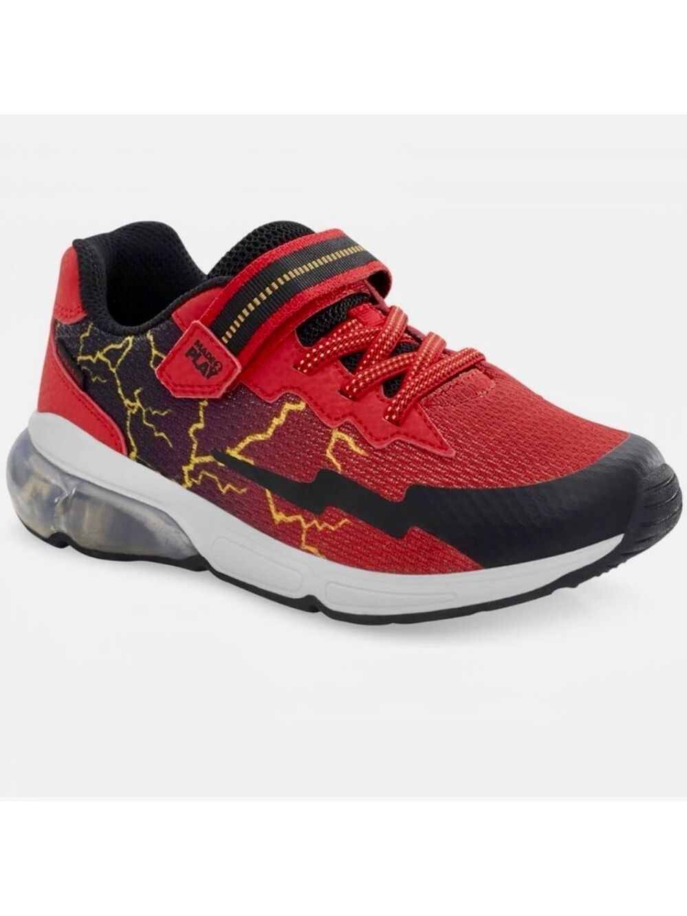 Stride Rite M2p Lightning Boys Girls Light Up Sneakers Red Black 12.5 Used